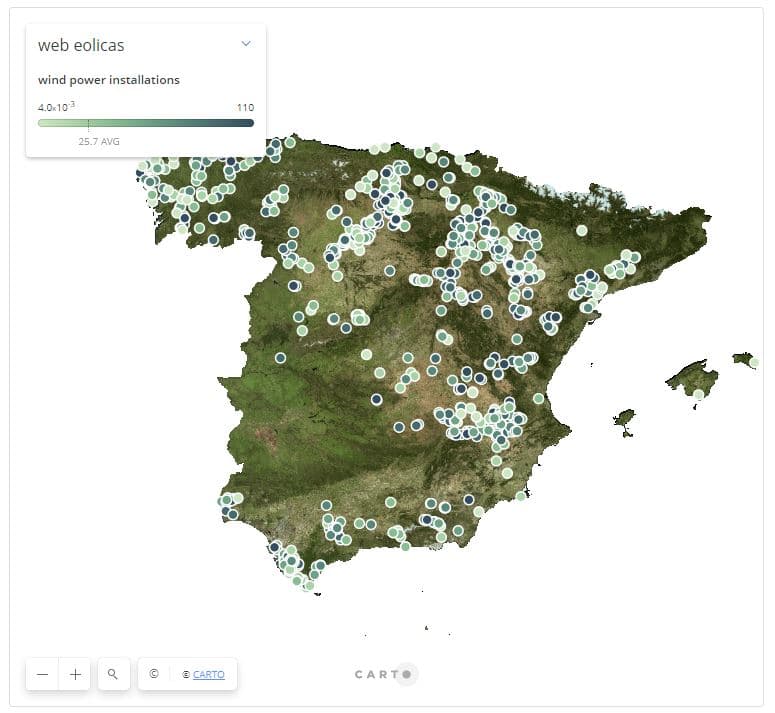 Map wind farms Spain